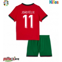 Camiseta Portugal Joao Felix #11 Primera Equipación para niños Eurocopa 2024 manga corta (+ pantalones cortos)